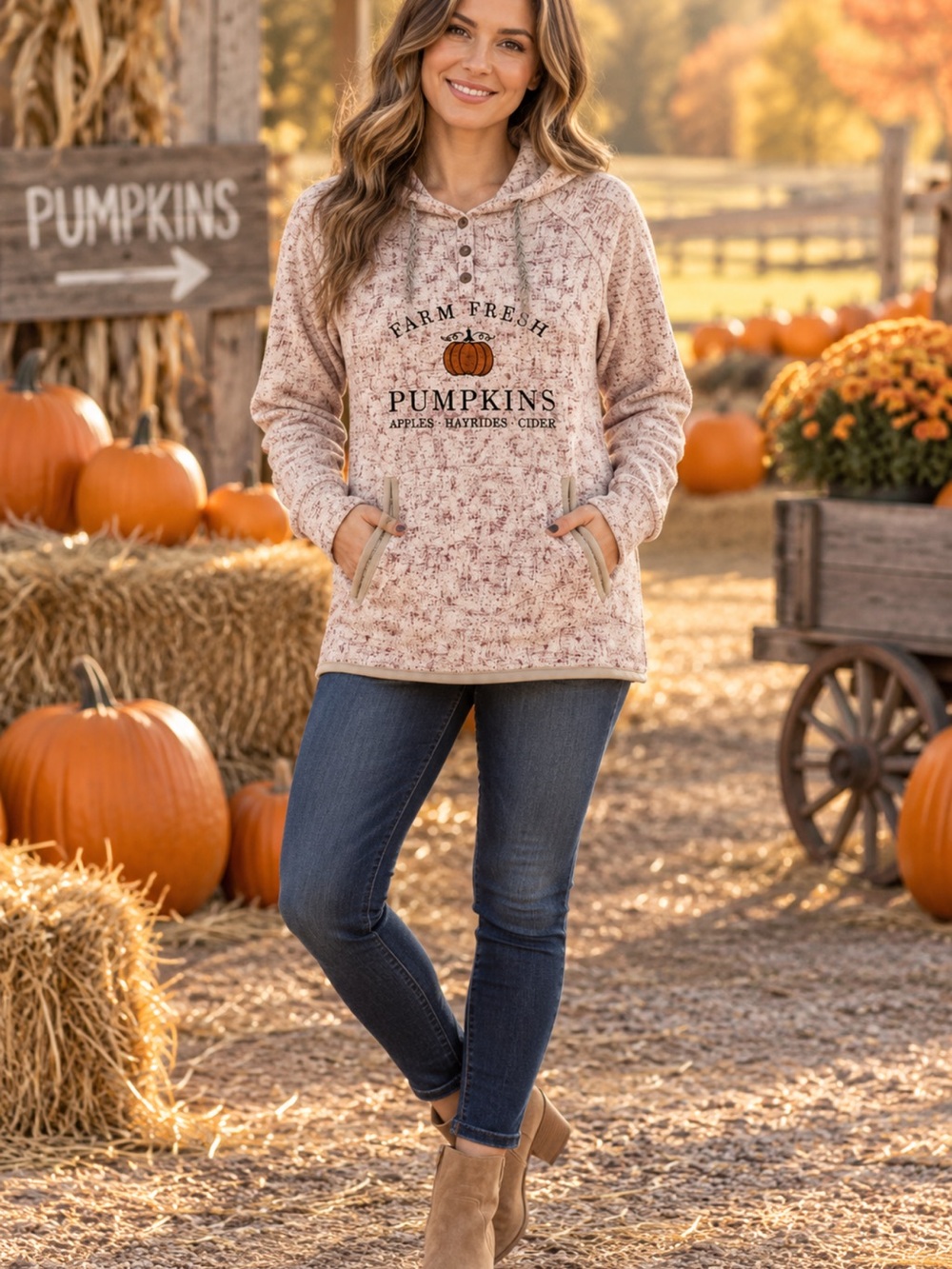 Women’s 'Pumpkins Farm Fresh' Hooded One-Piece